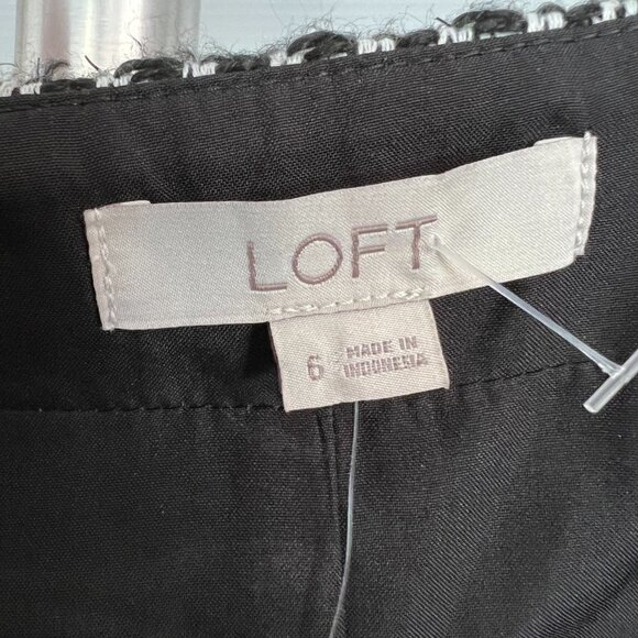 NWT Loft Black White Gold Metallic Stripes A-Line Tweed Lined Mini Skirt Sz 6 - Picture 8 of 10